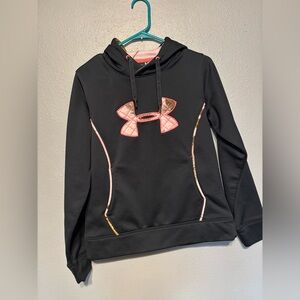 Under Armour Black Hoodie with Pink Accents and Camouflage Lining